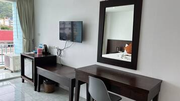 In-room safe, desk, laptop workspace, iron/ironing board