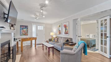 Smart TV, fireplace, video games, table football