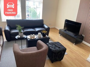 Apartment | Living area | TV - 2-bed Apartment - Sleeps 4 - Street Parking - Wifi (Manchester)
