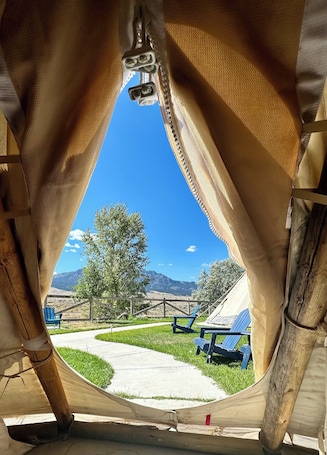 Mountain view. Yellowstone Tipis