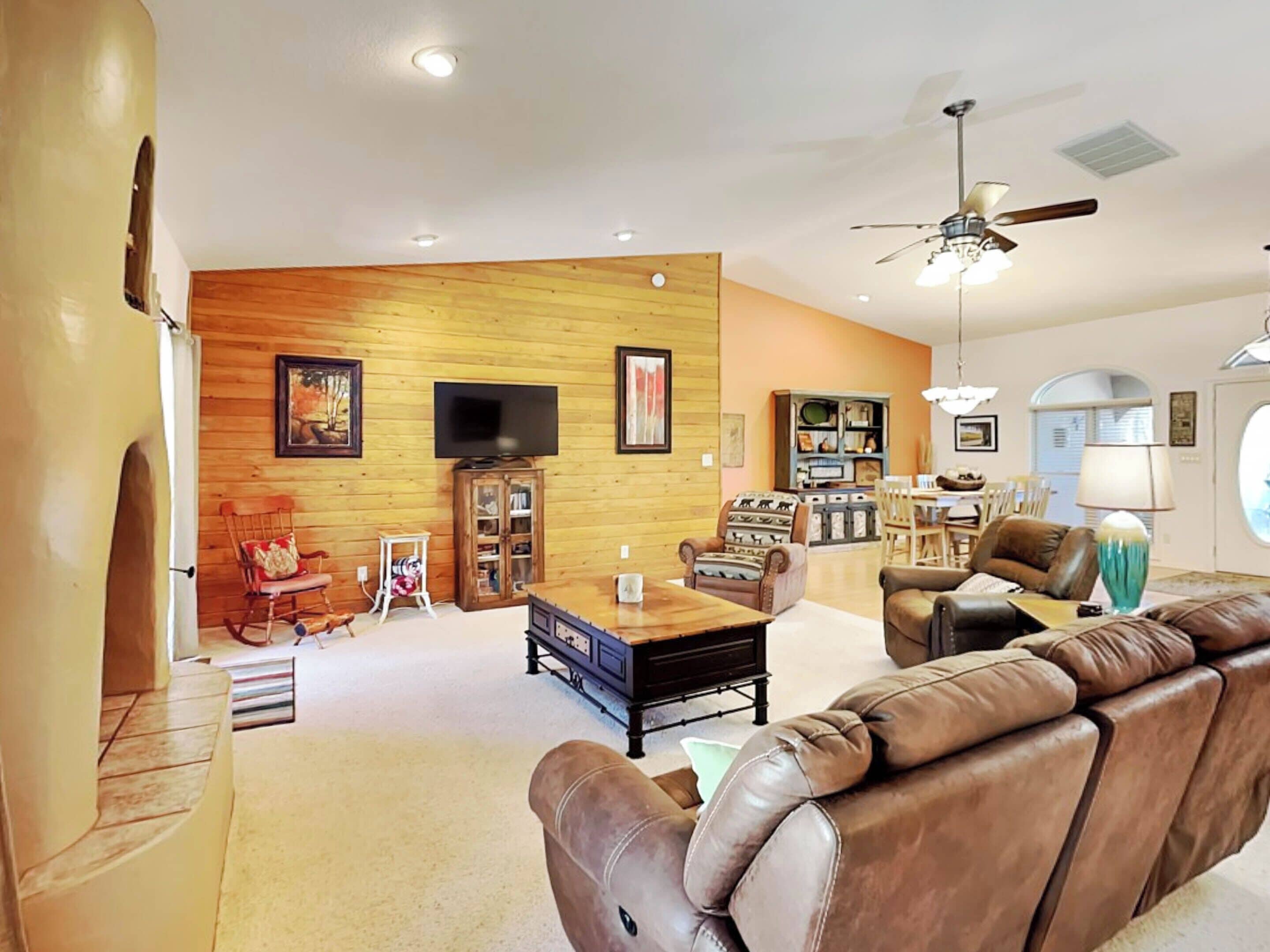 House, Multiple Beds, Hot Tub, Garden View (La Hacienda) | Living area | 42-inch flat-screen TV with digital channels, DVD player