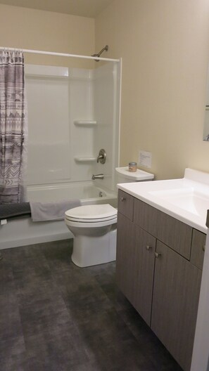 Towels, soap, shampoo, toilet paper