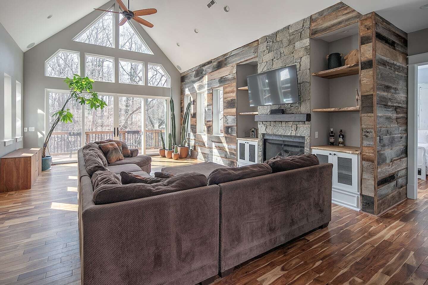 Smart TV, fireplace, foosball