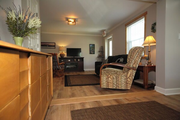 Télévision, cheminée, livres