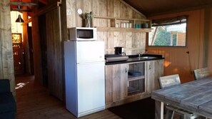 Fridge, microwave, stovetop