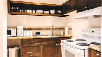 Basement Suite | Einkaeldhús | Ísskápur í fullri stærð, örbylgjuofn, bakarofn, eldavélarhellur