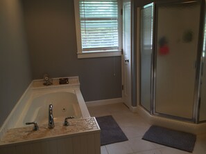 Shower, jetted tub, hair dryer, soap - 1 Bedroom, Sleeps 4; perfect small family vacation home (Oak Bluffs)