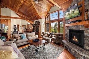 TV, fireplace, offices