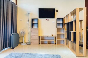 42-inch flat-screen TV with satellite channels