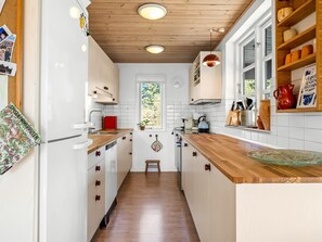Fridge, oven, dishwasher, high chair