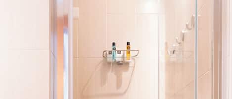 Regadera, secadora de cabello, bidet, toallas