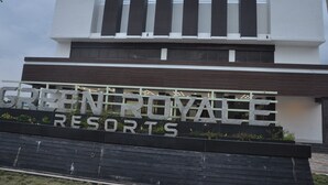 A sign for GreenRova Resort with a modern design and clear lettering. - Green Royale Resorts (Tarangambadi)