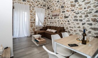 City stone houses kalymnos 1 | Living area | Flat-screen TV