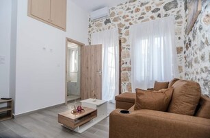 City stone houses kalymnos 1 | Living area | Flat-screen TV
