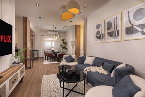Presidential Apartment, 4 Bedrooms, Balcony, Partial Sea View | Living area