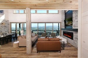 TV, fireplace, offices - Luxury 5BR Mountain Lodge • Hot Tub & Views (Sevierville)