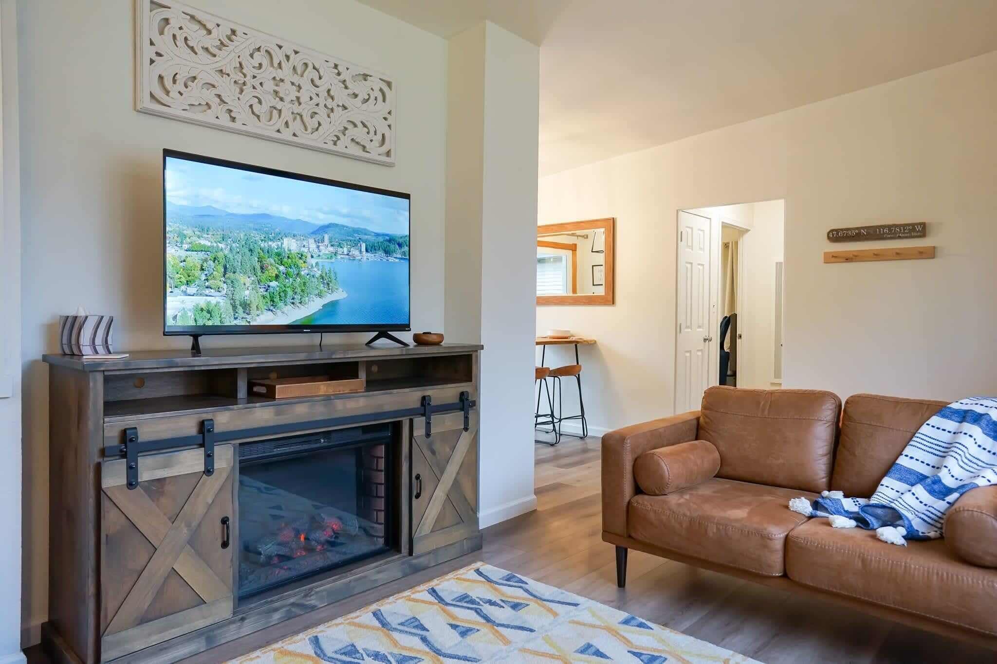 TV, fireplace, offices