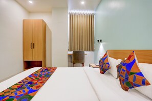 Egyptian cotton sheets, premium bedding, in-room safe, soundproofing - FabHotel Prime Ace II - Near Jupiter Hospital (Vadodara)