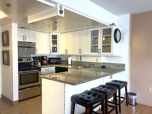 Fridge, microwave, oven, dishwasher