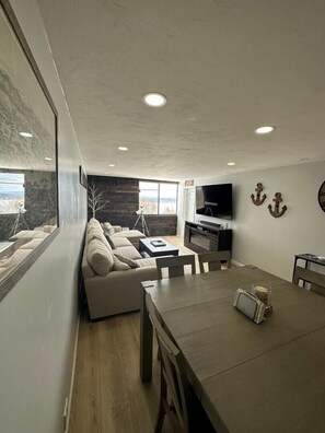 Smart TV, foosball, table tennis, books