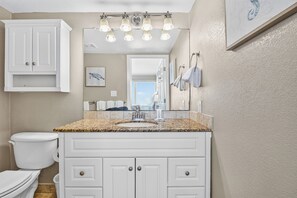 Shower, hair dryer, towels - Gulfstream Condos Unit 508 | Gulf Views & Beachfront Balcony | Pool, Hot Tub (Corpus Christi)