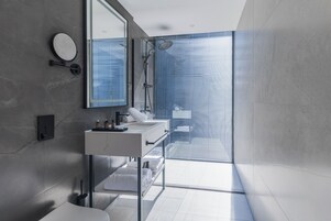 Hair dryer, bathrobes, slippers, bidet