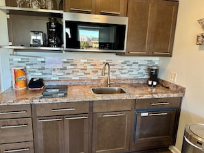 Réfrigérateur, micro-ondes, plaque de cuisson, lave-vaisselle