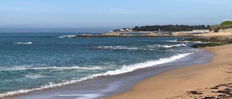靠近海滩、沙滩椅、沙滩毛巾