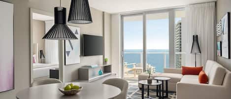 Condo, 1 King Bed with Sofa bed, City View | Living area | Flat-screen TV