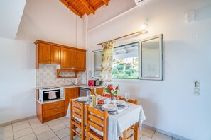 Fridge, oven, stovetop, electric kettle