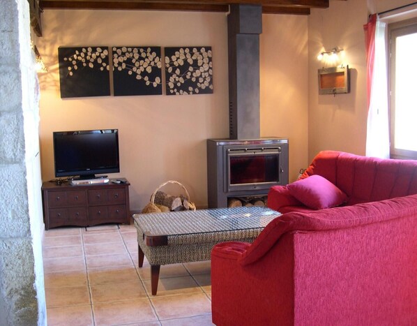 Fernseher, Kamin, DVD-Player