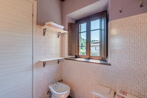 Douche, séchoir à cheveux, serviettes fournies