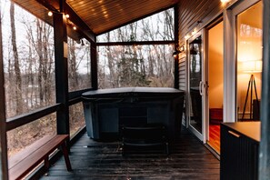 Terrace/patio - Scenic New Paltz Escape: River Views, Hot Tub & Deck | Dream House in the Gunks (New Paltz)