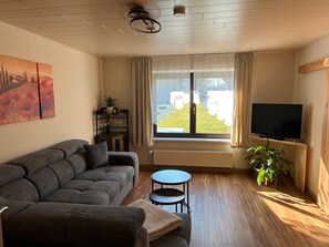 Fernseher, DVD-Player, Tischtennisplatte, Stereoanlage