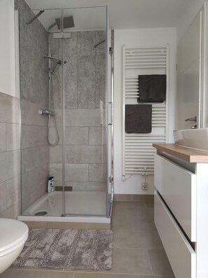 Dusche, Haartrockner, Handtücher