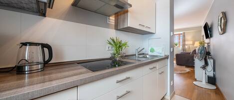 Fridge, microwave, stovetop, dishwasher