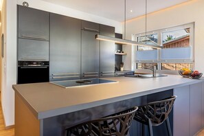 Fridge, microwave, oven, stovetop - Holiday Home 'Ferienhaus Lencer' with Private Terrace, Private Garden and Wi-Fi (Ühlingen-Birkendorf)