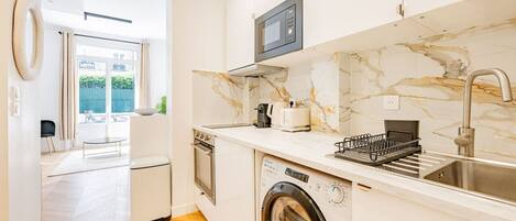 Microwave, oven, coffee/tea maker, toaster