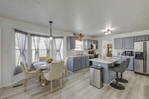 Fridge, microwave, oven, stovetop - Family-Friendly Indianapolis Home w/ Fenced Yard (Indianapolis)
