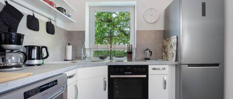 Fridge, oven, stovetop, dishwasher