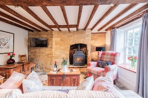 TV, fireplace