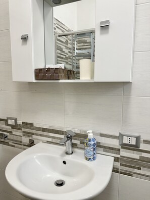 Regadera, secadora de cabello, bidet, toallas