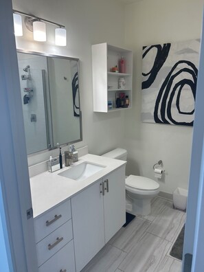 Secador de pelo, toallas, jabón, shampoo