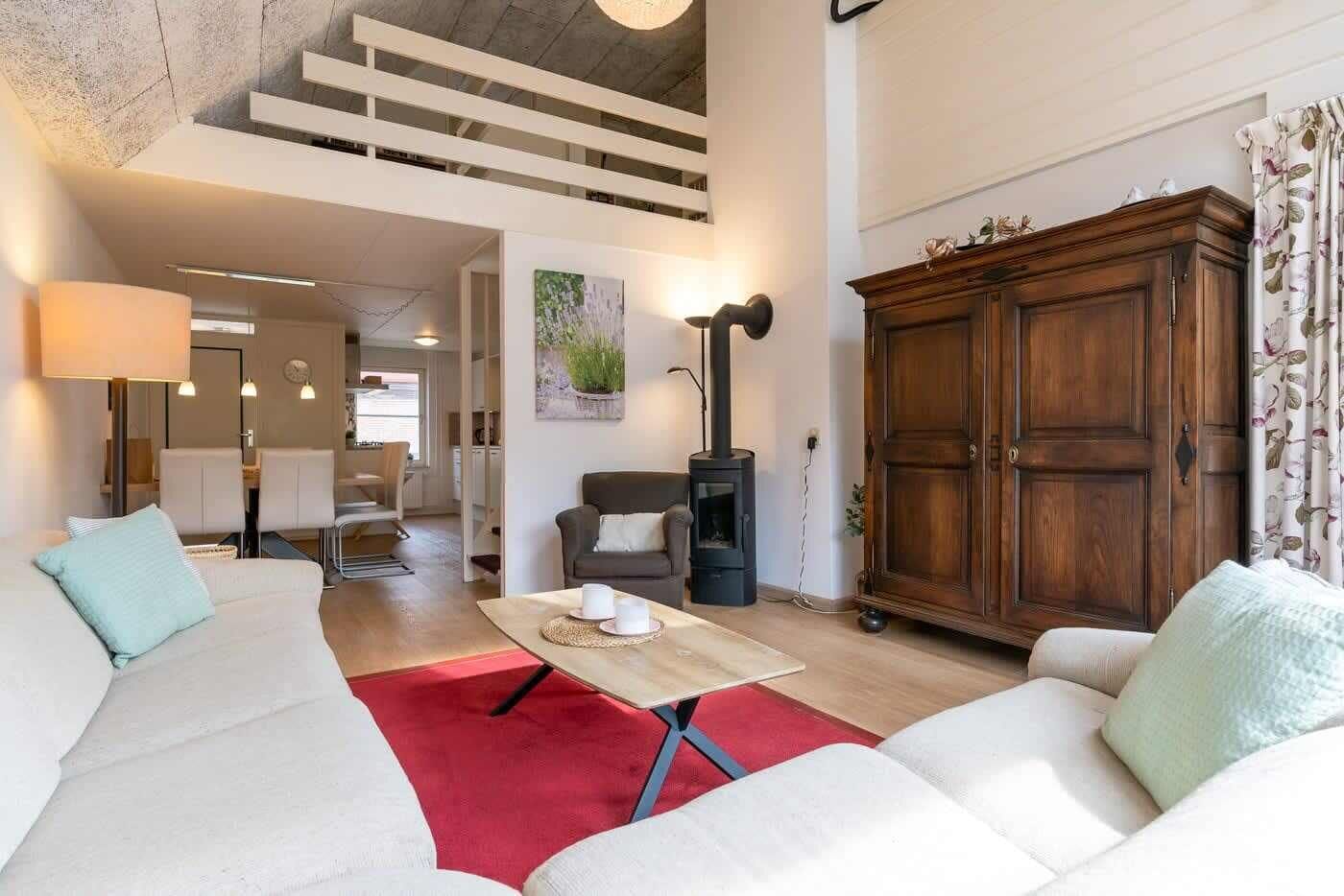 TV, fireplace, books, offices