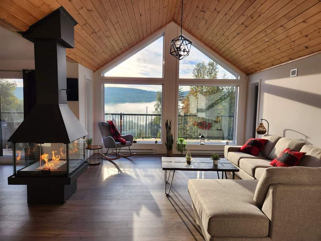 Televisie, een open haard en boeken