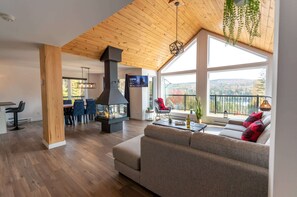 Téléviseur, foyer, livres