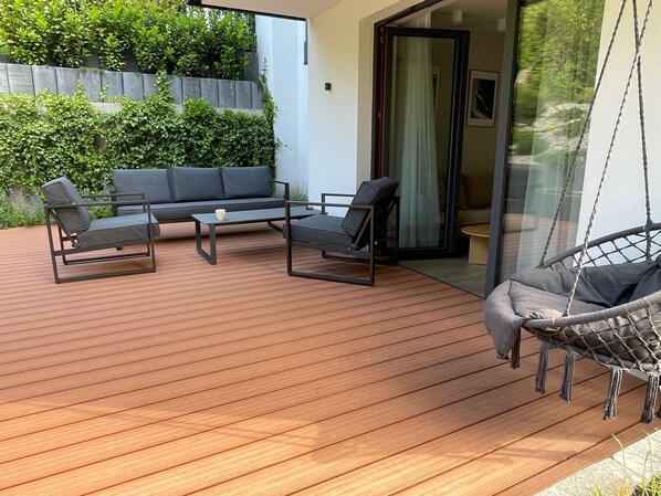 Premium appartement, toegankelijk voor mindervaliden, tuin | Terras