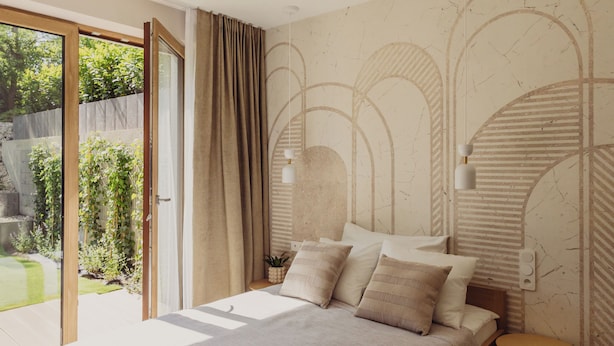 Premium-Apartment, barrierefrei, zum Garten hin | 2 Schlafzimmer, Allergikerbettwaren, Schreibtisch, Verdunkelungsvorhänge