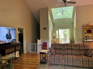 Smart TV, fireplace, DVD player, books
