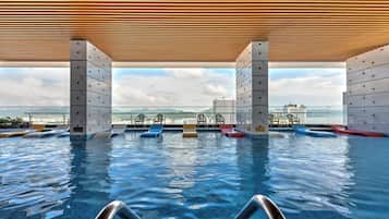 Indoor pool, open 6:30 AM to 9:30 PM, pool umbrellas, pool loungers